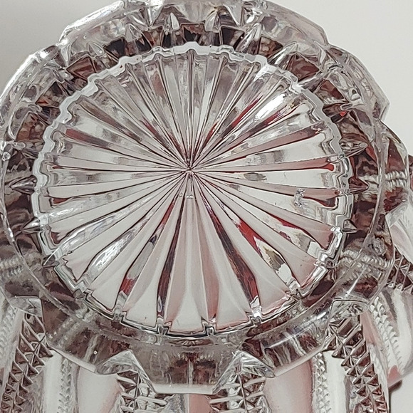 Vintage ruby red to clear thumb print dish vase unique cut glass unmarked - Picture 6 of 8